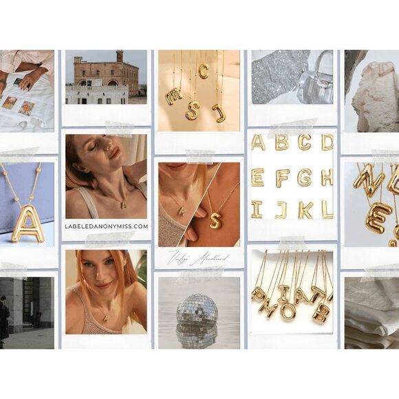 Brand New Gold Initial Bubble Necklace, Gold Balloon Initial Necklace, Bubble Le - Picture 3 of 6